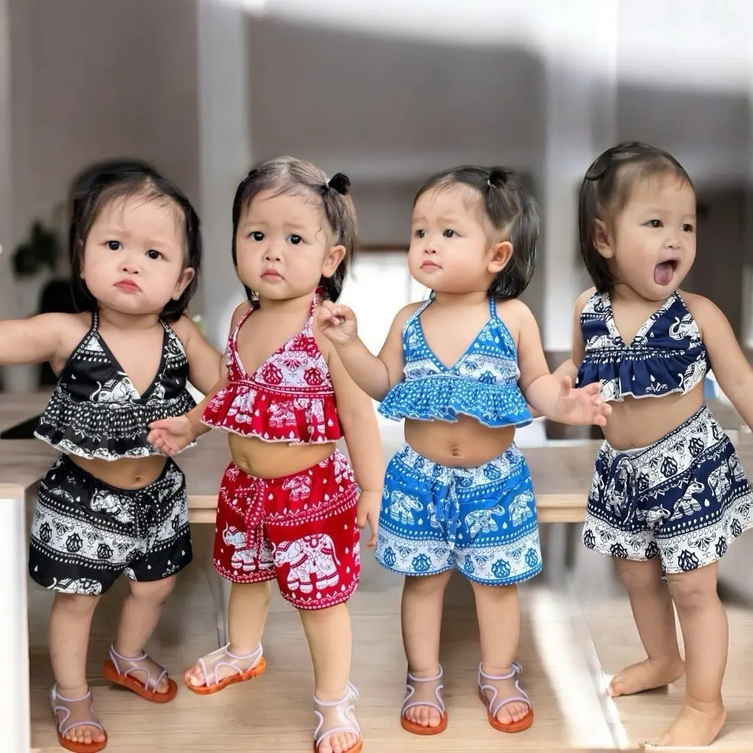 ชุดว่ายน้ำเด็กผู้หญิง (set2ชิ้น)ลายช้างพรีเมี่ยม ผ้านิ่ม ใส่สบาย