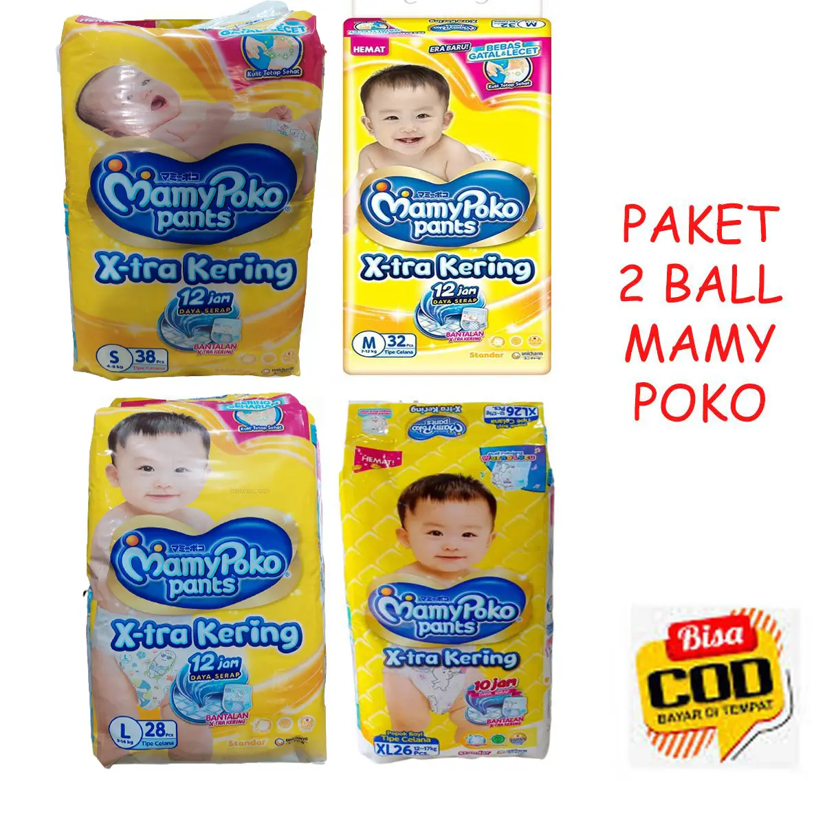Paket 2 Ball Mamypoko pants S38 M32 L28 XL26