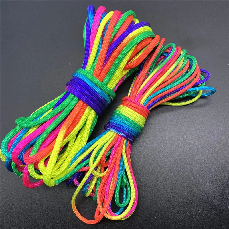 5yards 2mm 4mm Rainbow Colors Cord Rope 7 Strand Parachute Lanyard Rope Climbing Camping Survival Equipment Paracord Bracelet