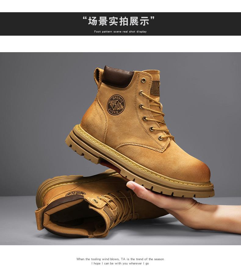 Product Introduction of Worker Boots Genuine Leather Retro Martin Boots for Women British Style High-Top Trendy Worker Boot Fashion All-Matching Girl Walking Shoes Shoes Footwear Comfort Fasciitis Decor Onyx sport  shoes  men tennis  shoes 17