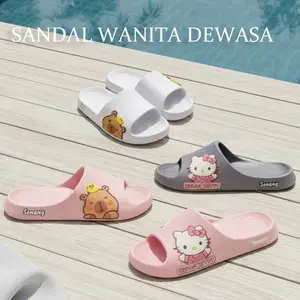 Sandal wanita berbagai model, sepatu flat santai, sandal rumah lembut, gaya Korea, bahan EVA premium