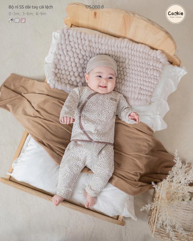  Bộ Quần Áo Nỉ Sơ Sinh Dài Tay Cookie Cài Lệch Chất Nỉ Bông Hình Báo Đốm Cho Bé Size Từ 0-3M Đến 6-9M bososinh bộ  nỉ body  tet 