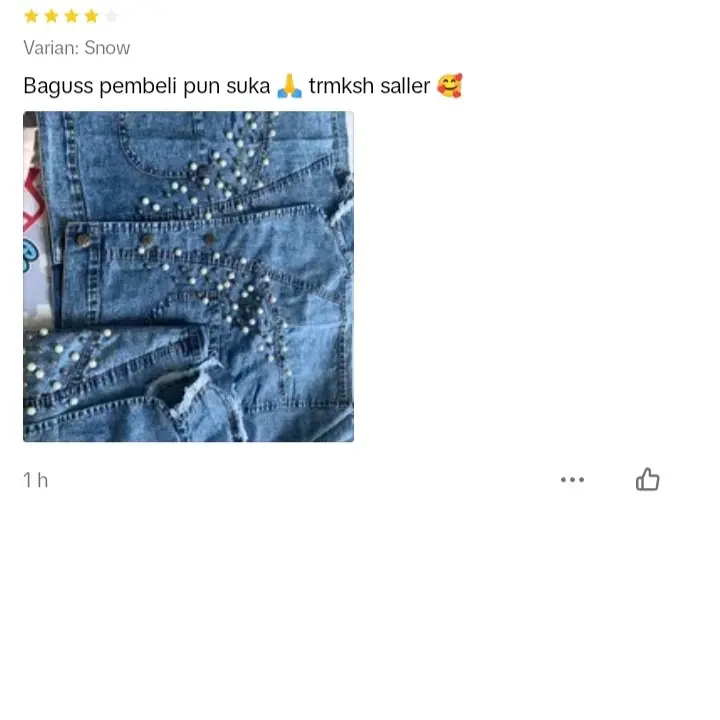 OVI - Jaket Jeans Wanita Brokat Mutiara Jumbo - Premium Quality Jeans Stretch 2