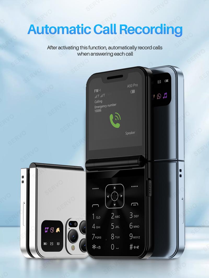 Product Introduction of Điện Thoại Lật, SERVO A50 Pro, Thẻ SIM Kép GSM, Đèn Pin Điện, Ghi Âm Cuộc Gọi Tự Động, Màn Hình 2.4 Inch, Có Thể Gập Lại, Tương Thích Type-C, Điện Thoại Di Động 78