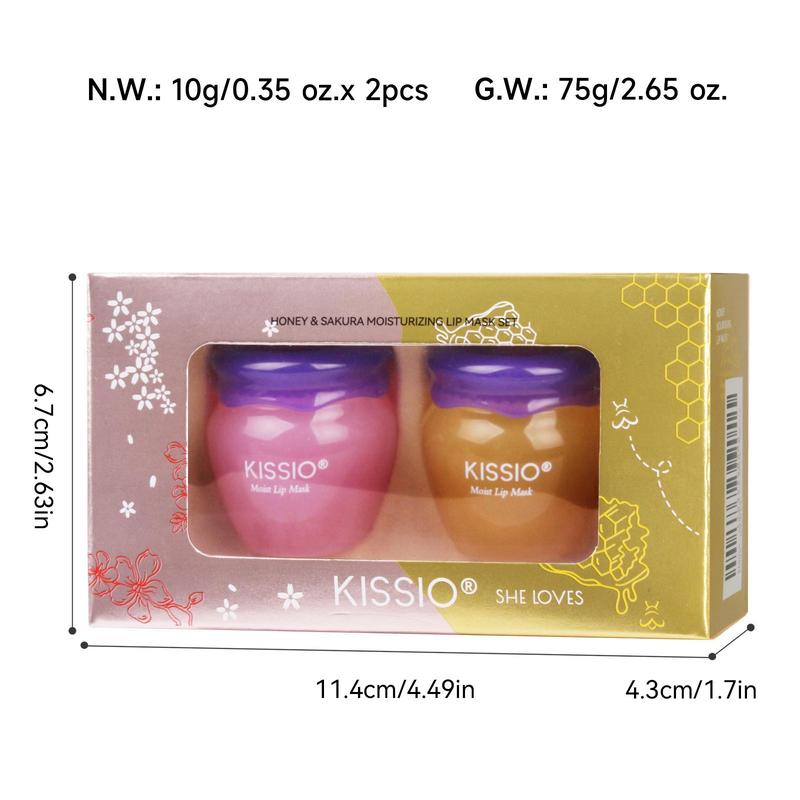 Cherry Blossom & Honey Extract Lip Mask, Day & Night Use Moisturizer Set, Moisturizing Skincare Balm 1