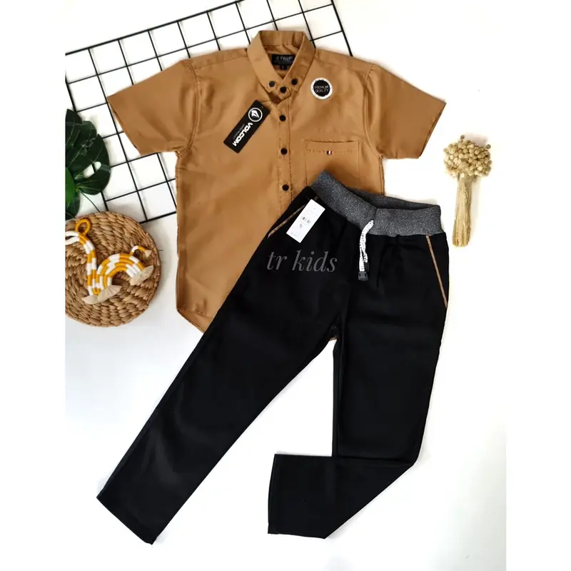 GRATIS ONGKIR/COD Setelan kemeja Polos Anak Pria Keren terlaris Berkualitas celana chinos panjang 40S usia 2-12 tahun By Zeal Fashion Kids 4