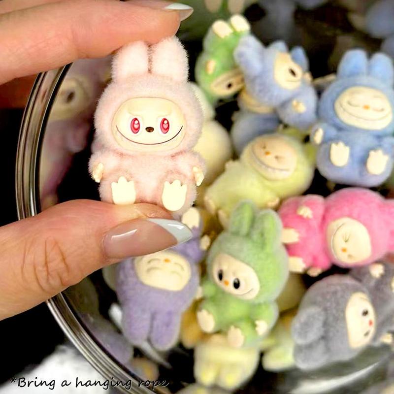 Cartoon Labubu Resin Flocking Doll Blind Box Pendant Cute Book Bag Accessories Desktop Cute Fun Small Ornaments 5