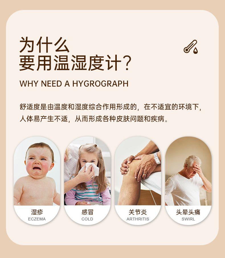Product Introduction of เครื่องวัดอุณหภูมิและความชื้นอิเล็กทรอนิกส์, หมอมู, สำหรับใช้ในร่ม, ความแม่นยำสูงและแม่นยำ, จอแสดงผลดิจิตอล, เหมาะสำหรับห้องเด็ก, เครื่องวัดอุณหภูมิและความชื้น 4