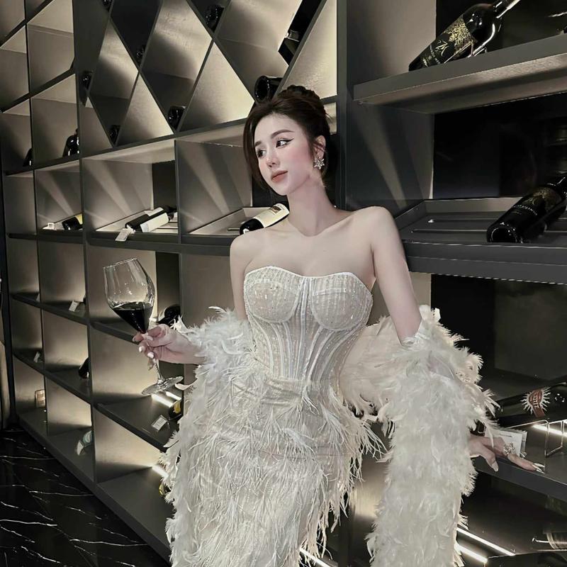 ĐẦM BODY CUP NGUC LÔNG VŨ NHÀ KT CLOTHING  Váy Nữ Dress Women 4