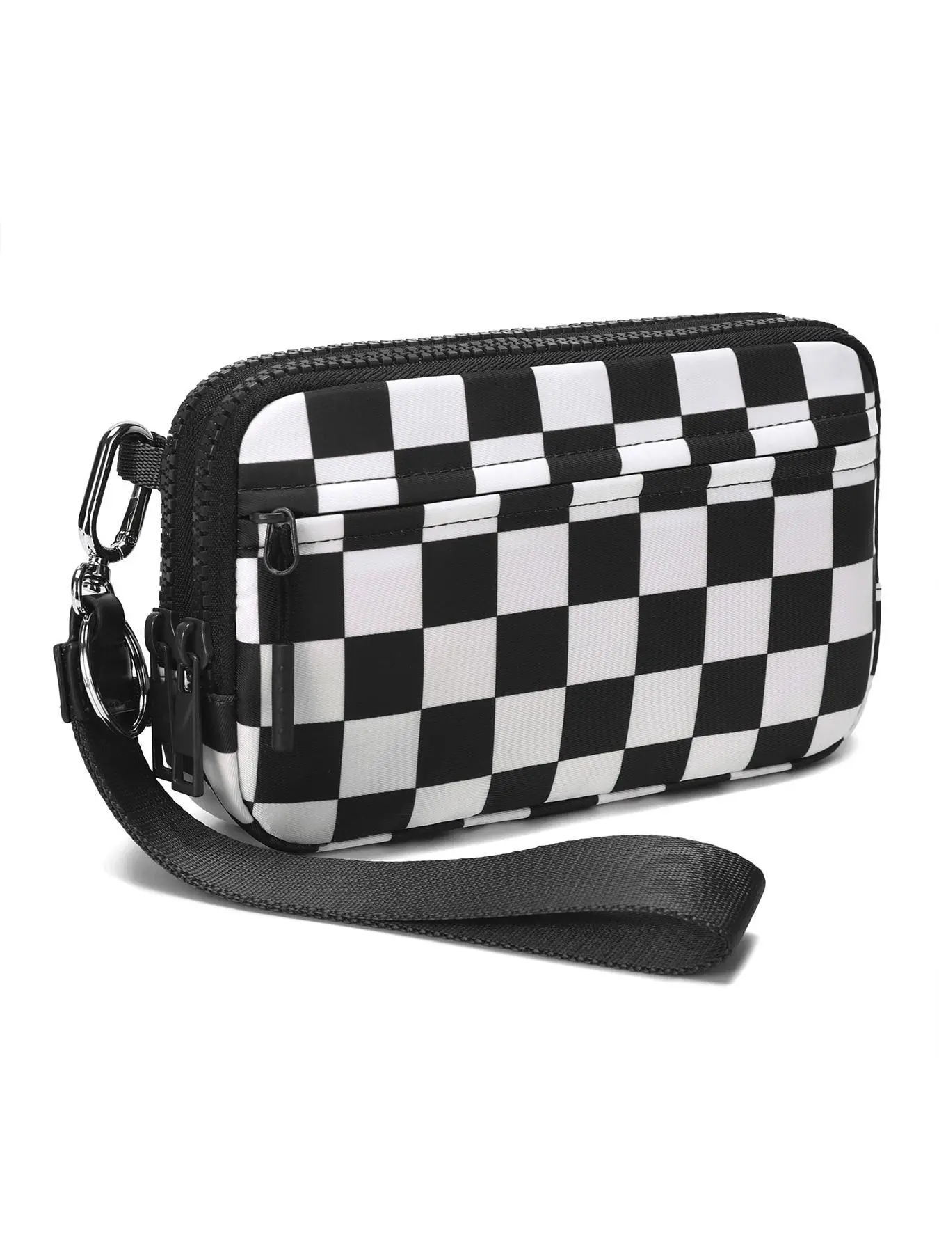 Checked Pattern Zipper Shoulder Bag, Fashionable Mini Crossbody Bag, Casual Versatile Clutch Pouch for Women