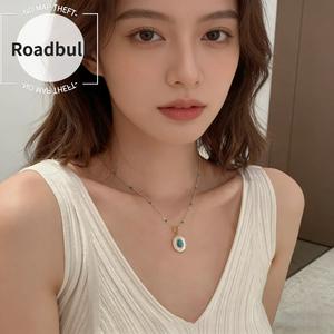 ROADBULL ボヘミアンスタイル パレットペンダントネックレス ゴールドメッキ ターコイズCOLORビーズ 40cm+5cmチェーン レディース ヴィンテージデザイン エキゾチックな おしゃれなネックレス ステンレス スチール ハンドメイド アイス ドアウト チェーン