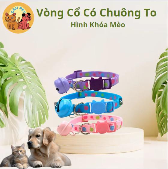 VÒNG CỔ CÓ CHUÔNG TO VÀ KHÓA HÌNH MÈO CHO MÈO CƯNG/CÚN CƯNG 0