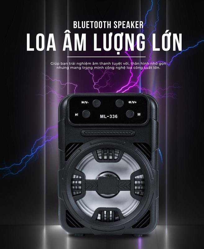 [KOL/KOC] LOA BLUETOOTH ML336-BLACK,  THIẾT KẾ MẪU MÃ KHÁ ĐẸP, ÂM THANH CHẤT LƯỢNG, CẢM ÂM TỐT, ÂM THANH SỐNG ĐỘNG.