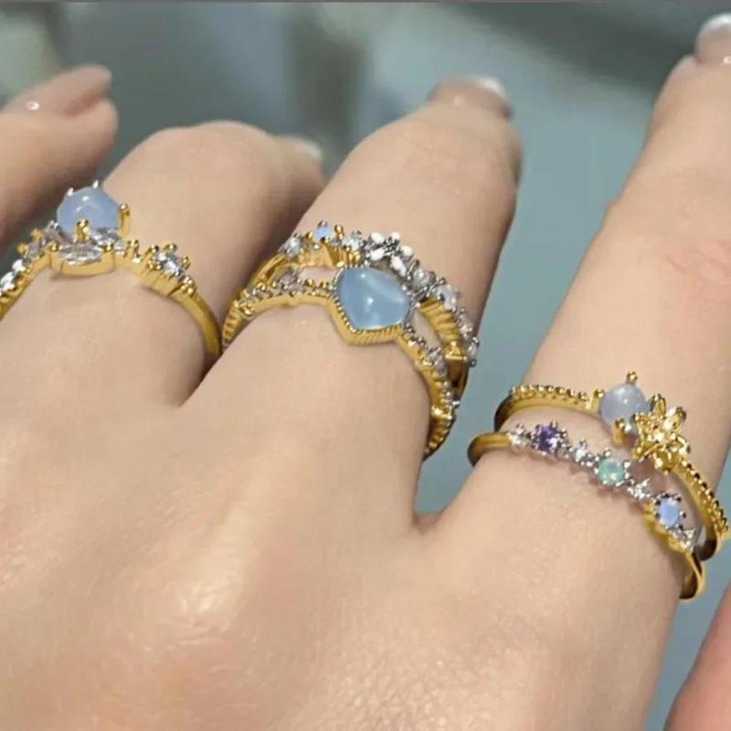 Product Introduction of 3 Pcs/set Y2K Purple Color Heart Zircon Rings for Women Fashion Retro Gothic Shiny Queen Ring 2024 Hot Party Gifts Lucky Jewelry 1