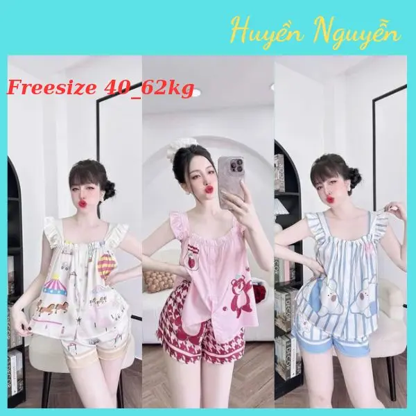 (Freesize 40-62)SÉT BỘ QUẦN ĐÙI TAY CÁNH TIÊN MẶC NHÀ MẶC NGỦ ĐỀU ĐƯỢC Ạ! Nữ Women