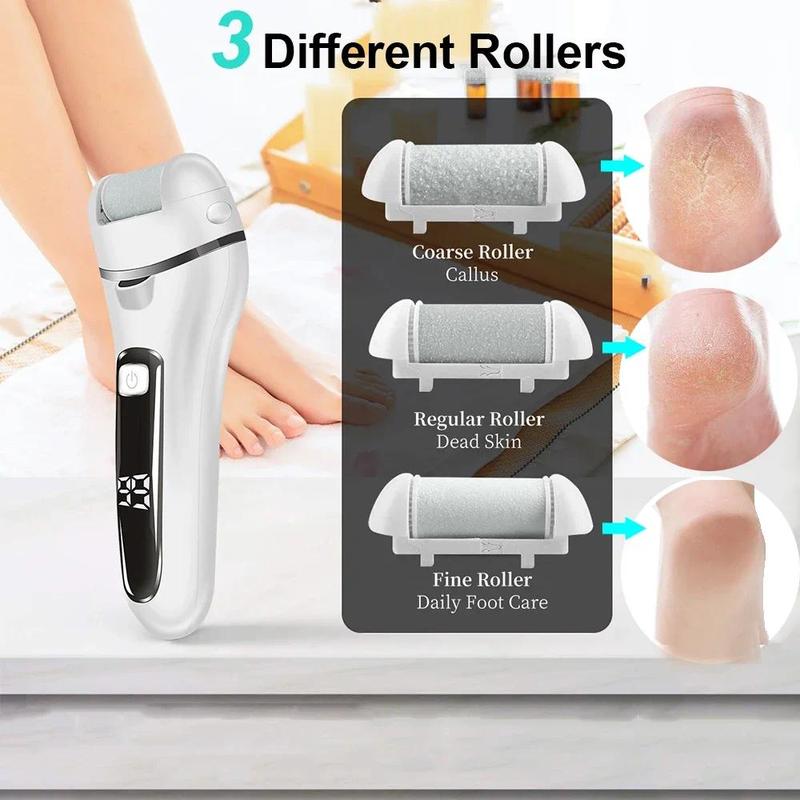 Product Introduction of Electric Foot File Callus Remover Professional Foot Grinder Pedicure Machine Tools Rechargeable Heel Cracked Dead Skin Scrubber 8