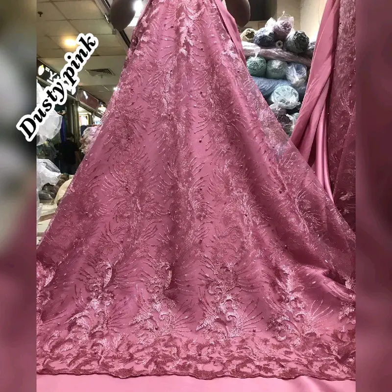 Kain bahan tile akar mutiara bordir atas bawah 135 motif rendam 3