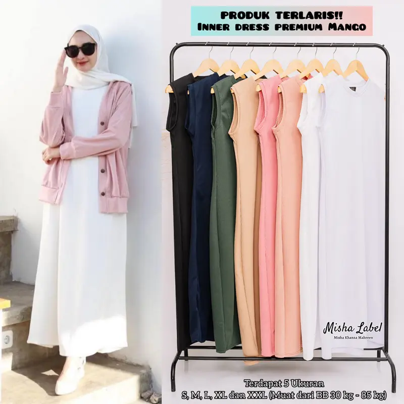 Promo!! Inner Long Dress Tanpa Lengan Melar Muslim