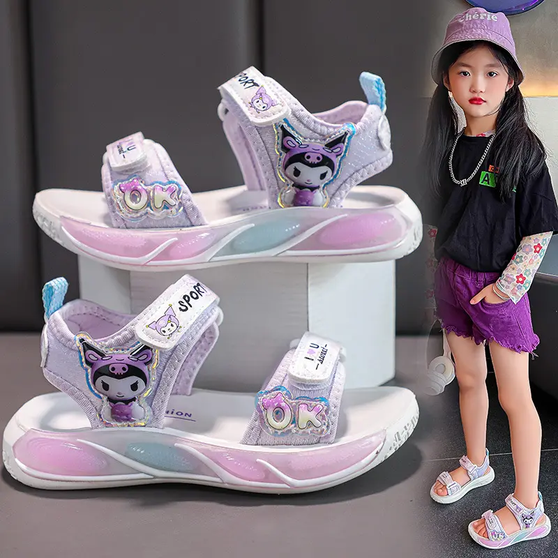 Sandal Bé Gái Từ 3-13 Tuổi Siêu Nhẹ Họa Tiết Hoạt Hình Đế Êm Chống Trơn Trượt Phong Cách Hàn Quốc D162 2