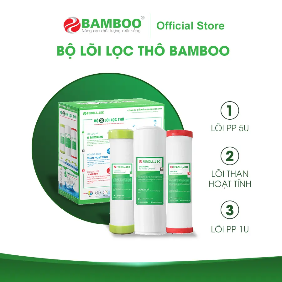 Bộ 3 lõi lọc  1,2,3 - Hàng chính hãng, dùng được cho hầu hết các loại máy lọc nước