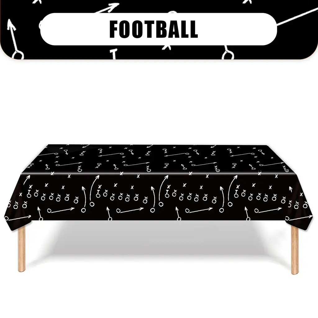 108CM Disposable Waterproof Tablecloth – Black Rugby Style for Parties, Picnics & Events (Pack of 1)