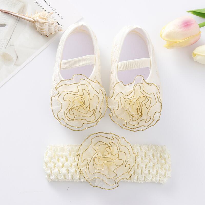 Product Introduction of 0-12 Month  Hairbands Newborn Baptism Girl Lace Toddler Prewalker Footwear Cute Baby Soft Shoes 4