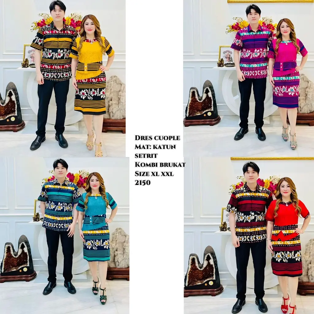Set Couple 2150 Dress Dan Kemeja Lengan 3/4 Katun Strech Mewah