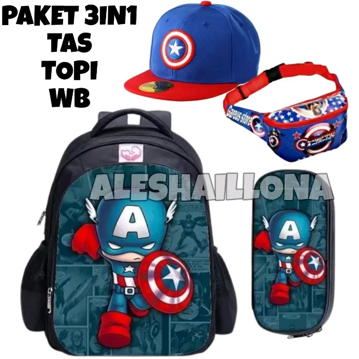 Tas Ransel Fashion Sekolah Anak Laki Laki PAUD TK SD Marvel Super Hero