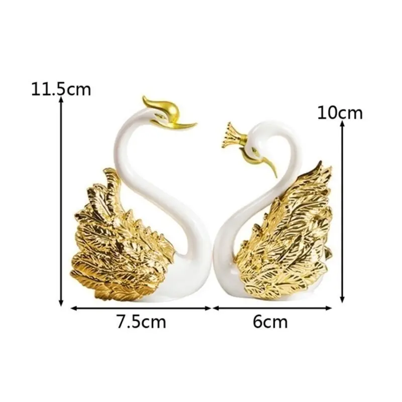 Sepasang Angsa Gold /Pajangan Sepasang Angsa/Dekorasi Angsa Emas/Interior Emas Dan Perak Pernikahan / Dekorasi Ruang Tamu 1