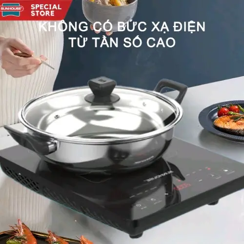Bếp từ samhouse cảm ứng .công xuất 3500w mặt kính chịu cường lực sử dụng cho mọi loại nồi.tặng kèm nồi lậu