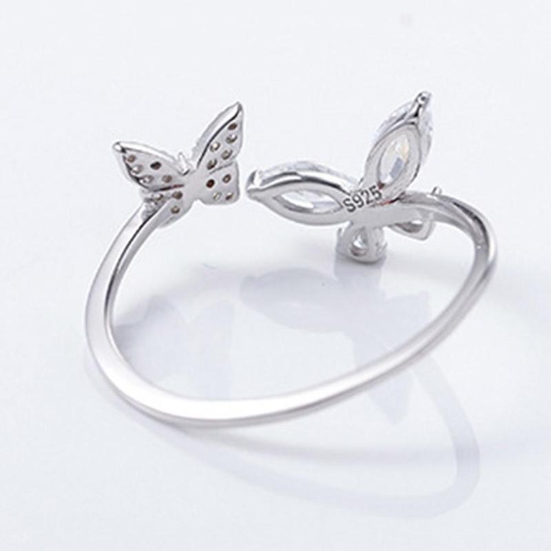 Product Introduction of Sparking Double Butterfly Adjustable Ring Butterfly Design Daily Ocassion White Finger Accessory Gifts For Women 24