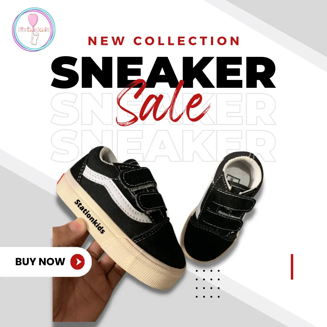 STKIDS Sepatu Anak Perekat Hitam Putih OG VNS Old Skool
