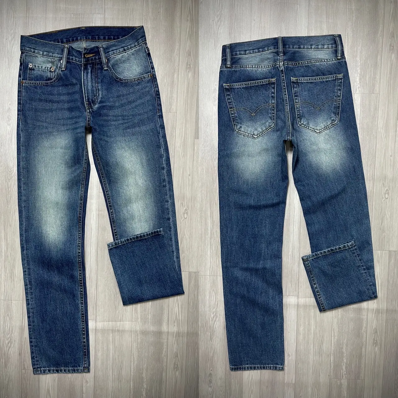 Quần suông cotton Xanh đá phủ rêu nhẹ - 32