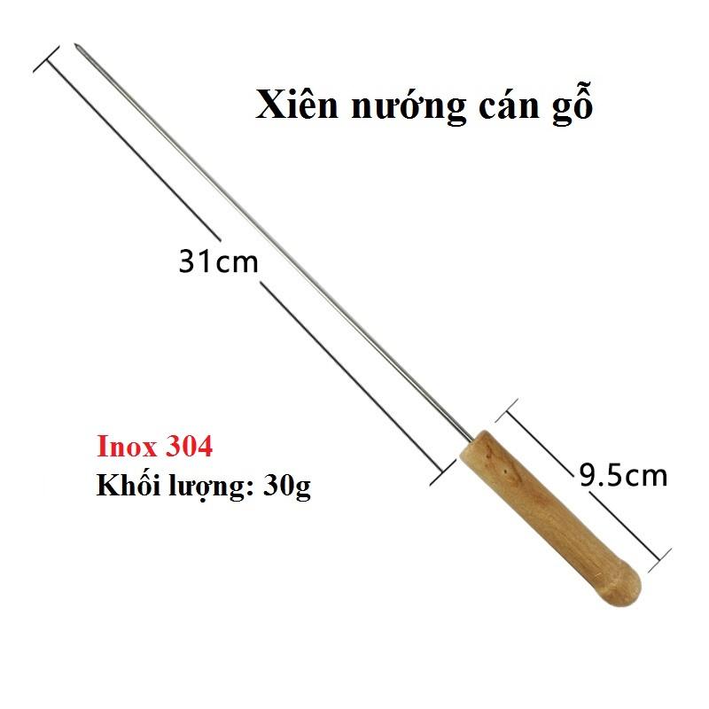 xiên nướng thịt inox 304 tay cầm gỗ xiên inox dài 40.5cm dày - TikTok ...