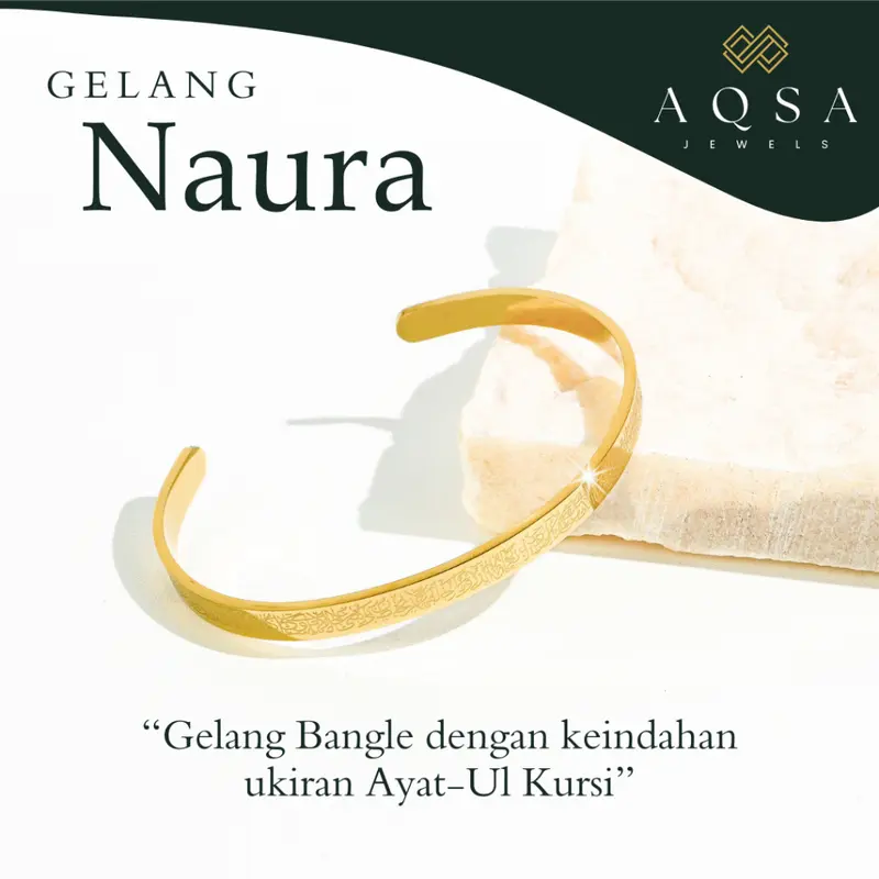 AQSA - Gelang Wanita NAURA - Gelang Bangle Ayat Kursi - Gelang Wanita Anti Karat Mirip Emas Asli 0