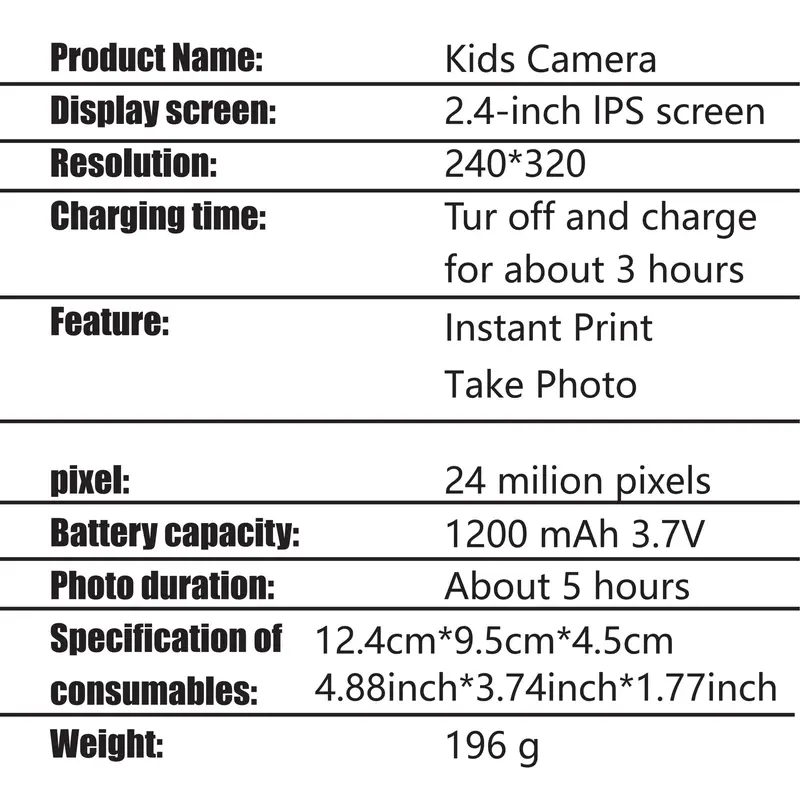 Instant Camera, USB Rechargeable Digital Camera with 32G Card, Photo Printer, Video Camera Toy for Girls, Birthday Gift for Girls 8