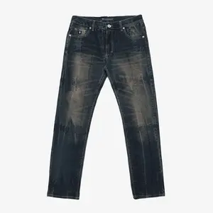 Trondheim Celana Jeans Pria Denim Pants Jean Claude Lightning Biowash Tink Blue Jeans Whisker Slim Fit