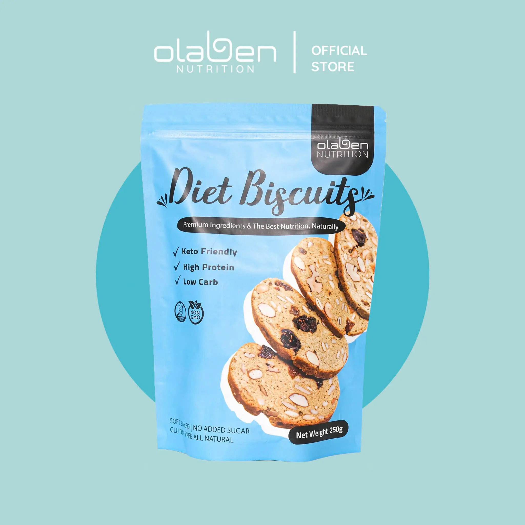 Bánh biscotti túi 250gram, bánh biscotti nguyên cám tốt cho sức khỏe, gym, yoga - Bánh ăn vặt dinh dưỡng OLABEN NUTRITION