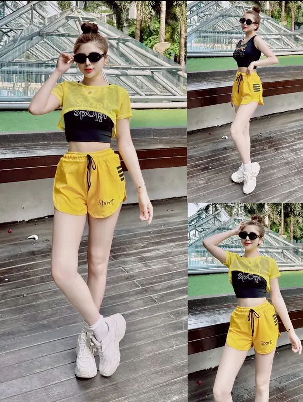 bộ đùi thể thao 3 trong 1, tặng kèm mút ngực, Chạy Bộ Tập Thể Dục Tập Gym Thể Dục 6