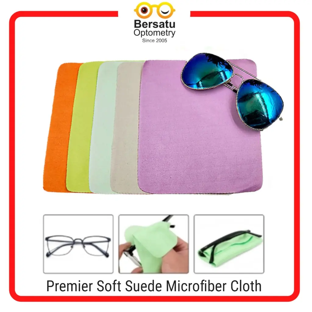 Premier Soft Suede Microfiber Cloth for Glasses Spectacle Sunglasses Cloth Cleaning Wipes Kain Lap Cermin Mata Eyeglasses Eyewear