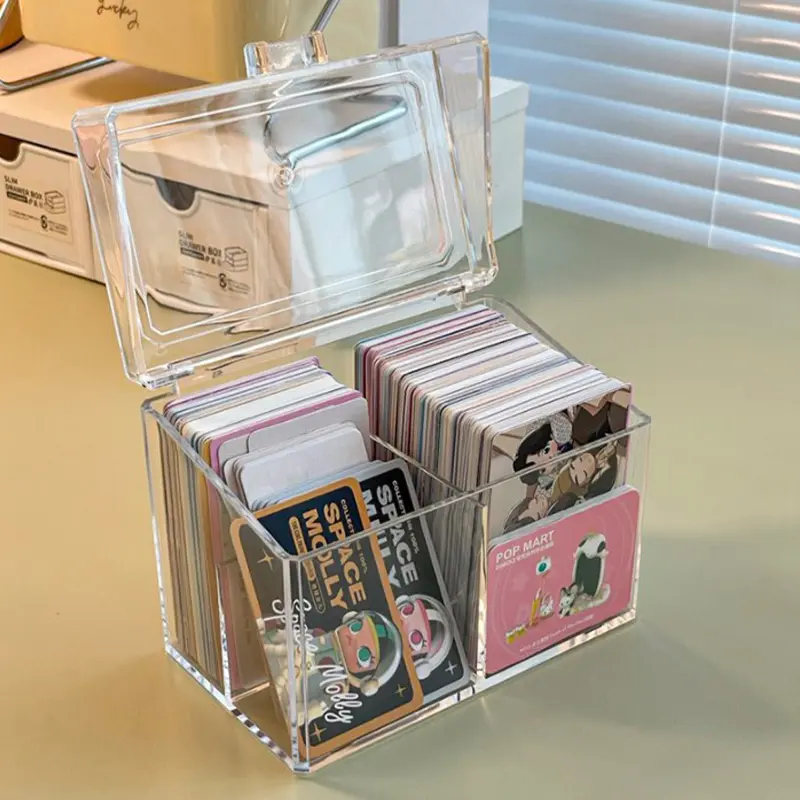 [RB] กล่องเก็บการ์ดอะครีลิคใส ใส่โปสการ์ดได้ 400 ใบ กล่องใส่การ์ดแสดงผล 12x10.5 ซม. มี 2 ช่องสำหรับโปสการ์ด/ภาพถ่าย