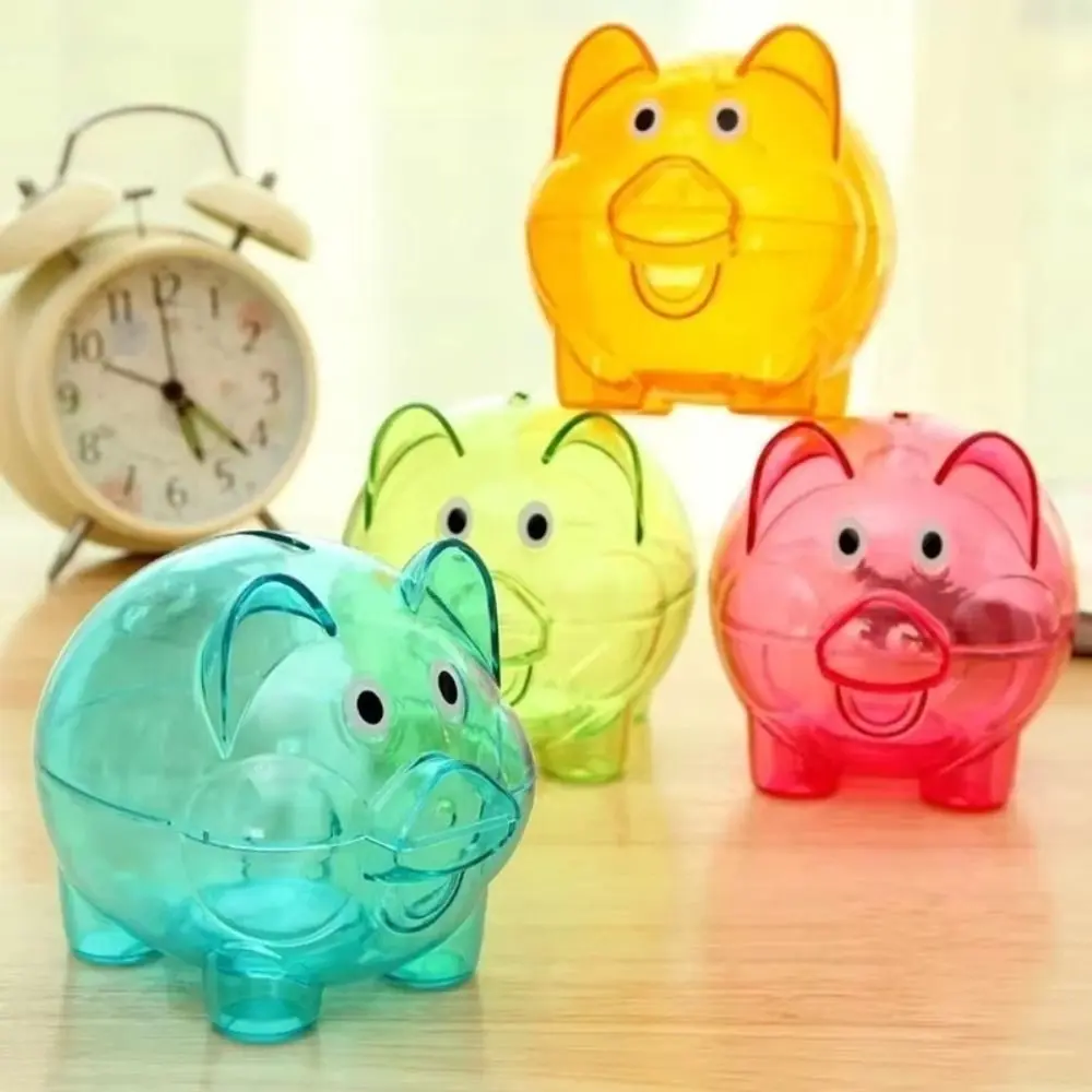 New Pig Shape Piggy Bank Transparent Reusable Storage Bottl Coin Tray Storage Case for Helps The Habit of Saving