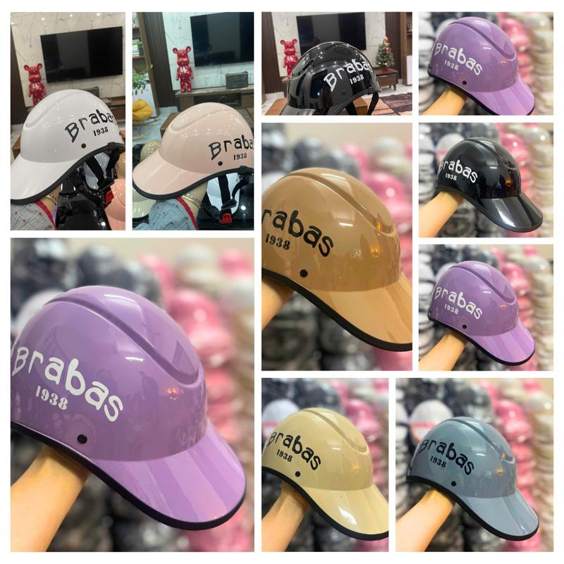  Nón bảo hiểm Nón kết Brabas khoét đuôi và bít đuôi thời trang cao cấp dành cho nam và nữ có phủ sơn chống ố vàng 