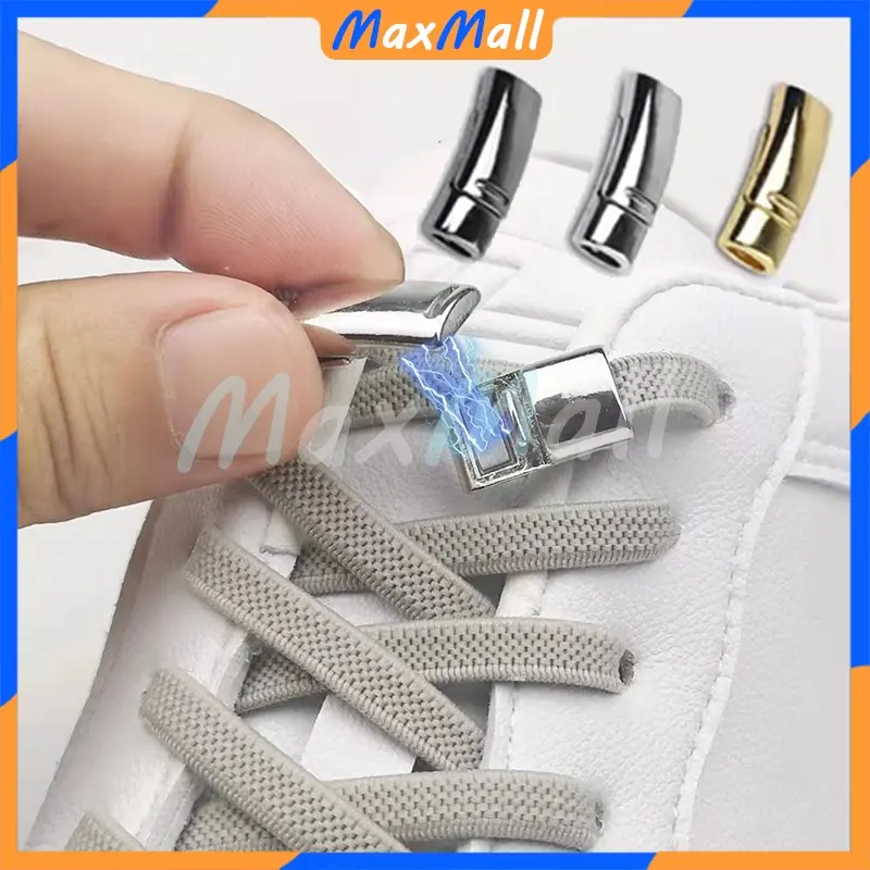 2 Pcs / 1 Set Tali Sepatu Magnet Simple Tali Sepatu Elastis Tanpa Ikat Lazy Shoelace With Lock Capsule Shoelace Magnetic Simple Lazy