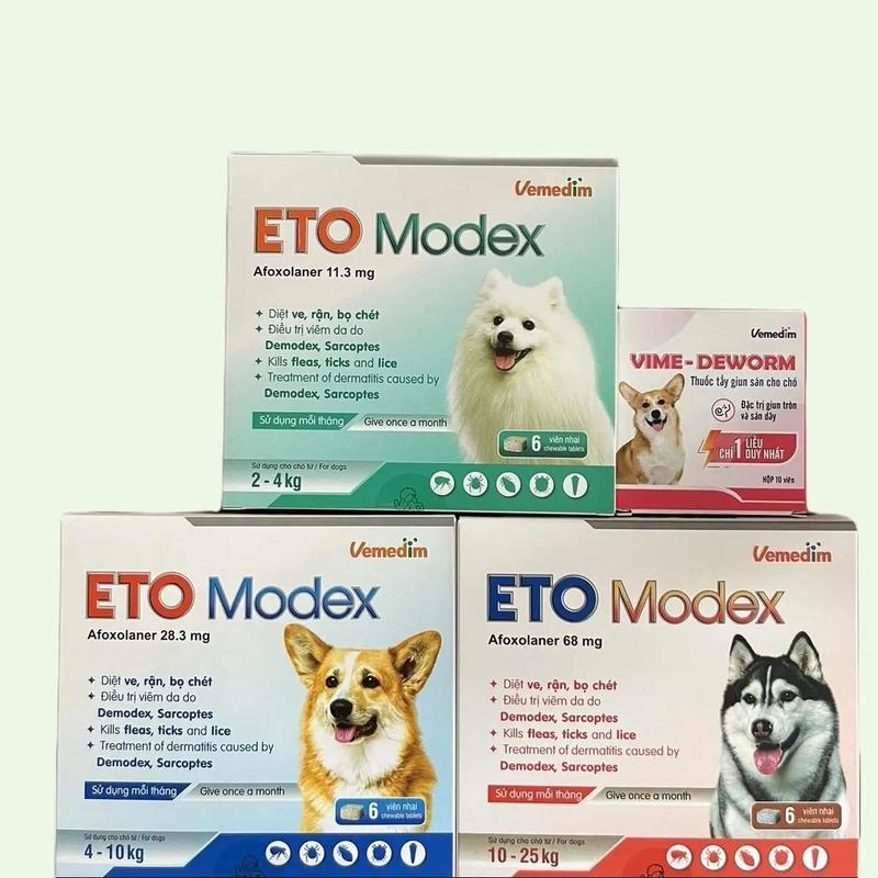 ETO MODEX viên nhai tri ve ghẻ bọ chét cho chó - Lẻ 1 viên No box