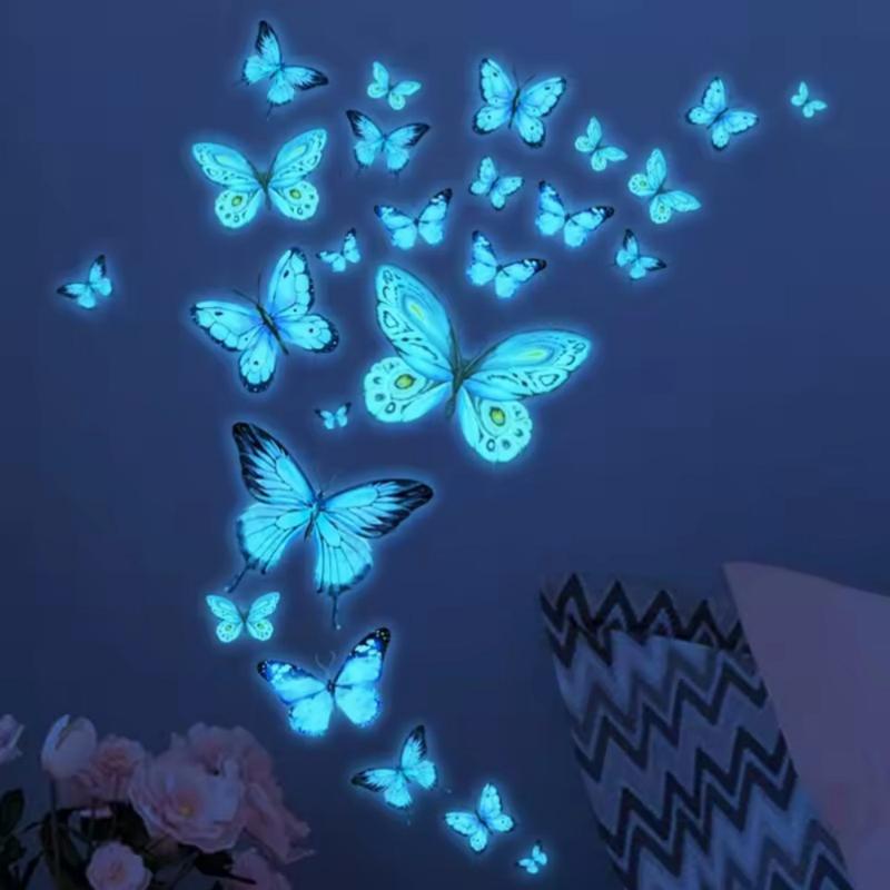  Miếng Dán Tường Dạ Quang Hình Bướm Màu Xanh Dương Tự Làm Phát Sáng Trong Bóng Tối Decal Can Dán Tường Giấy Dán Tường Cho Phòng Ngủ Và Phòng Khách Trang Trí Nội Thất Thiết Kế Hình Bướm 