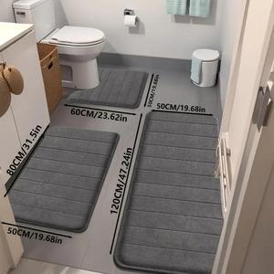 注目 バスルームマットセット（3枚入り）／滑り止めトイレマット、柔らかく快適なポリエステル製ラグ、バスルームアクセサリー、家庭用品、人気商品