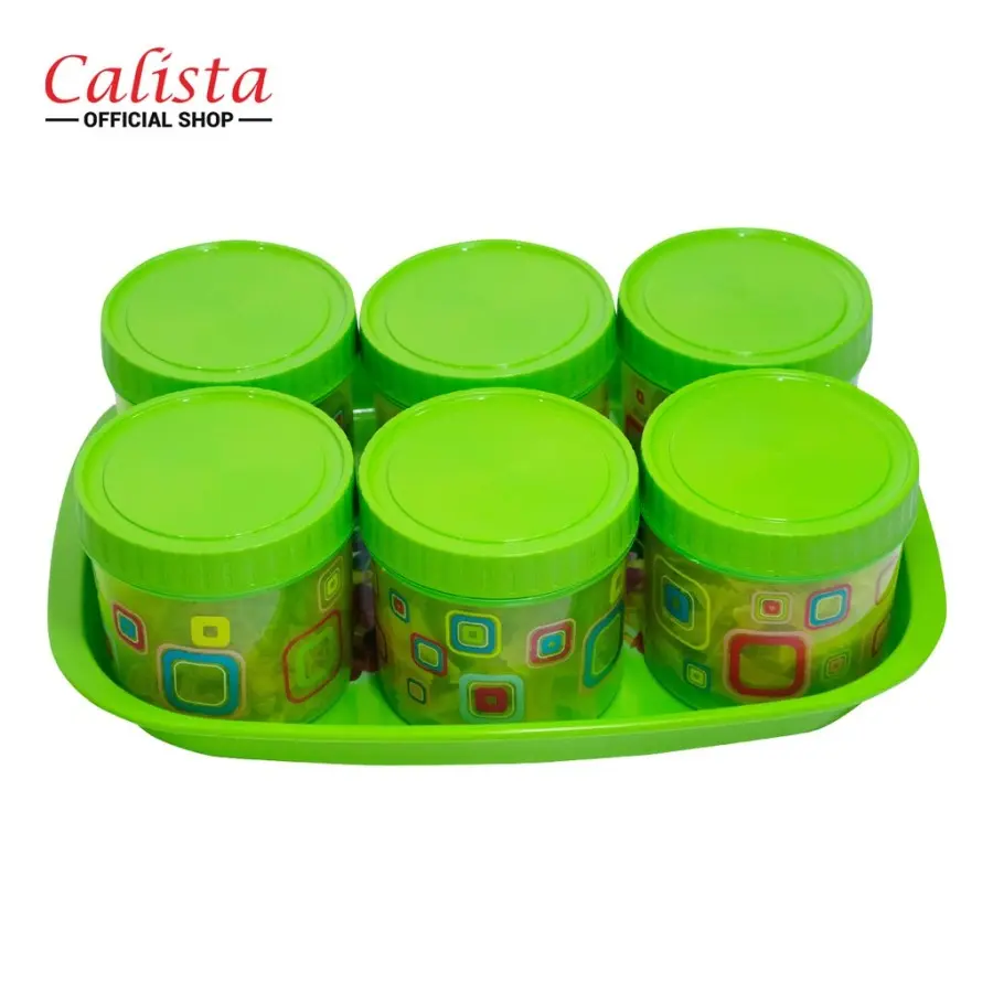 Toples Kue Kering Calista / Toples Tonam Set 7 in 1 + Nampan Plastik / Toples Plastik Lebaran Penyimpanan Wadah