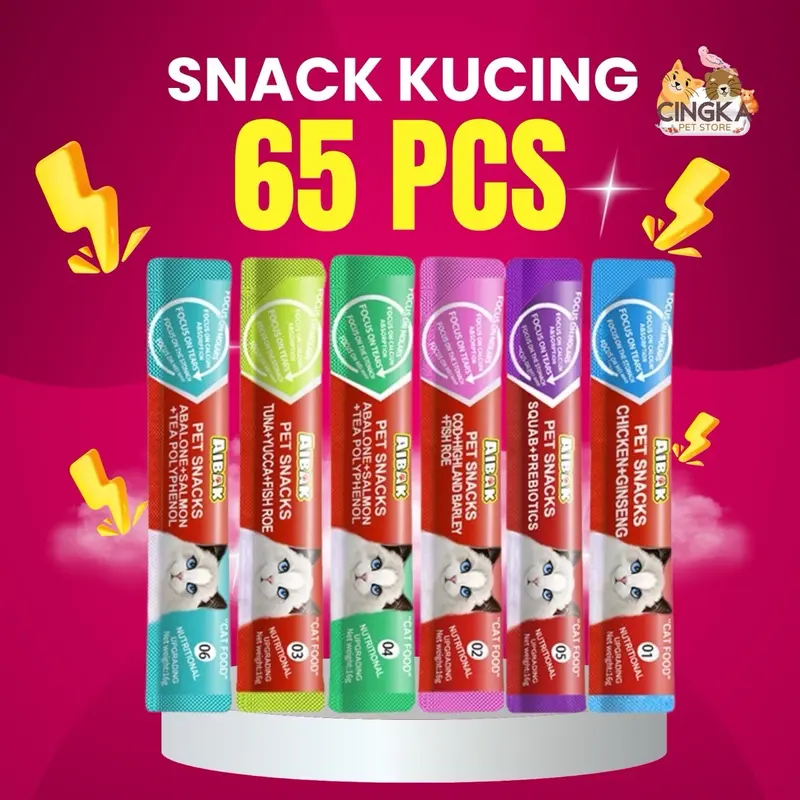 Snack kucing creamy 1 kg 65 pcs Bestseller Cingka natural 24 bulan 0