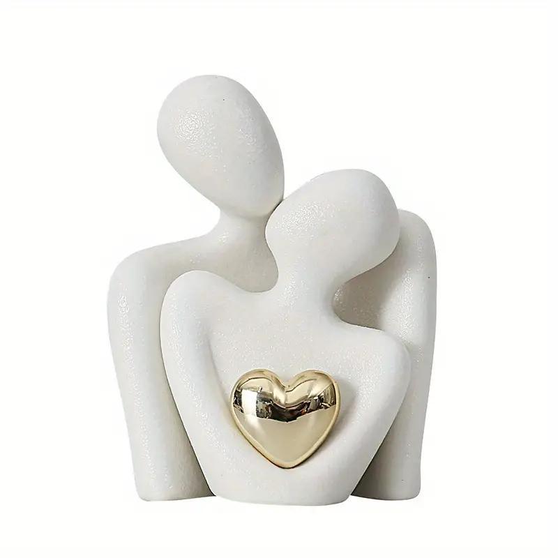 Product Introduction of Modern Ceramic Hugging Love Statues, 2 Pairs Heart Shaped Decoration, Romantic Gift, Suitable for Bedroom Office, Living Room Decoration, Valentine's Day Gift Idea 5